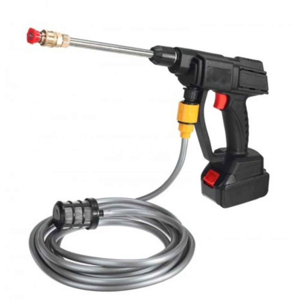 Akkumulátoros autómosó pisztoly, Hordozható nagynyomású autómosó – 120 liter/óra sebességgel, 5 méter hosszú csővel és 24Bar üzemi nyomással