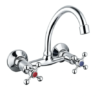 T-02 Kétgombos Fali Konyhai Csaptelep – Króm, Magas Kifolyóval
