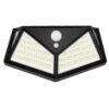100 LED-es napelemes kültéri LED fali lámpa mozgásérzékelővel, fekete kivitel
