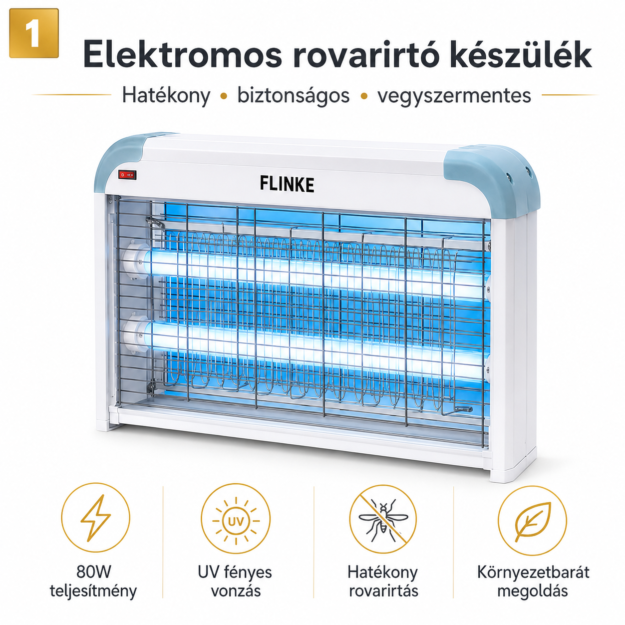 Elektromos Rovarirtó Lámpa UV Fénnyel – Szúnyog- és Légycsapda Otthonra, Üzletbe, Raktárba 80w
